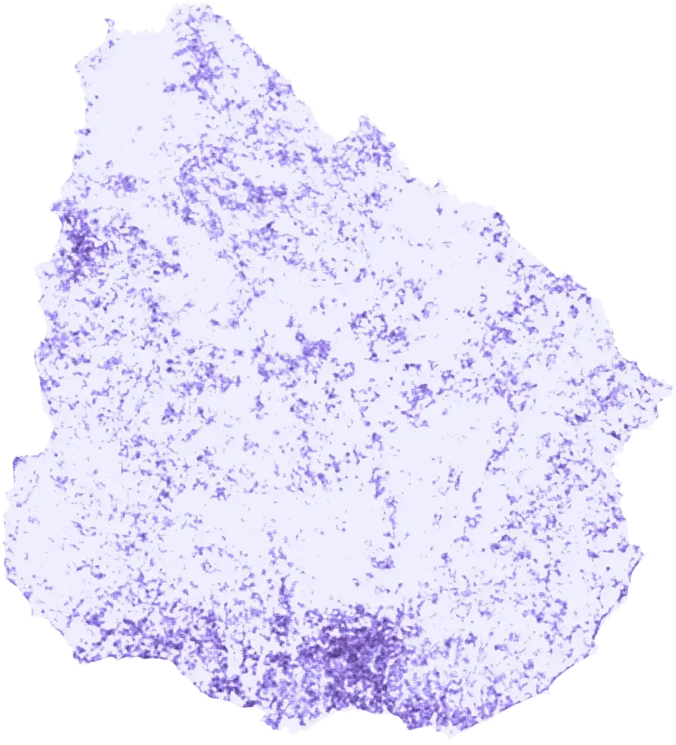 Mapa del Uruguay coloreado según Diversidad de tipos funcionales de ecosistemas