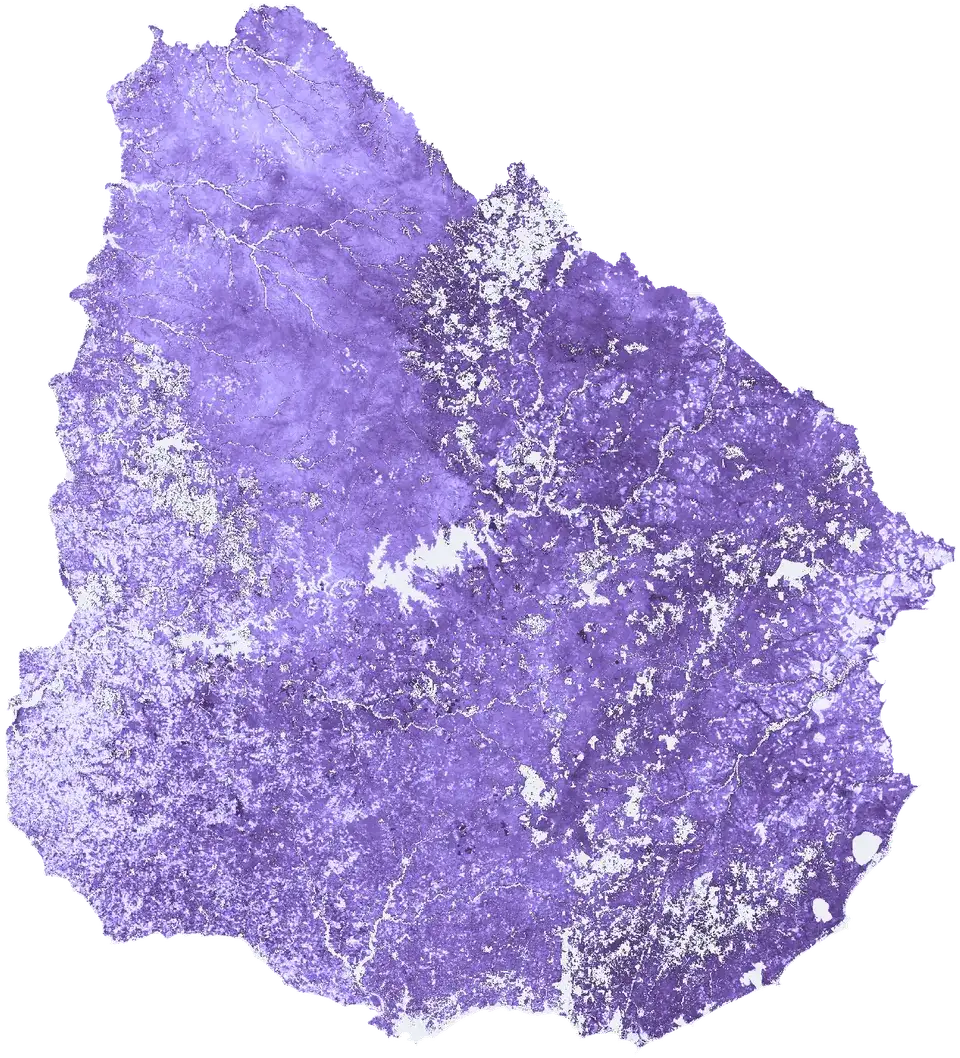 Mapa del Uruguay coloreado según Índice de oferta de servicios ecosistémicos